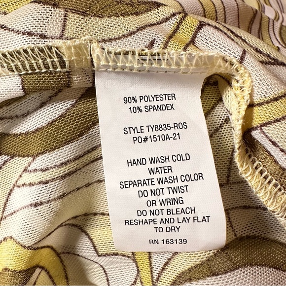 Liz & Sara Green Yellow Crop Top Abstract Mesh Sheer Shirt Size M Retro Top - Picture 10 of 10